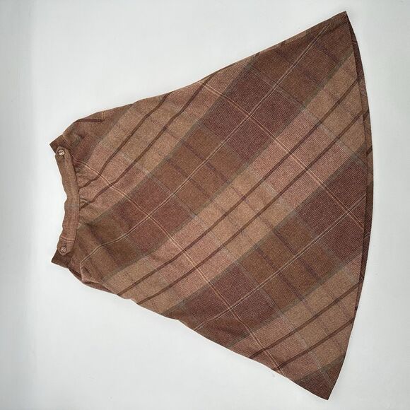 vintage tan Tartan ‎  Wool Blend Skirt Size 9 Petite pockets 70’s - Picture 7 of 14